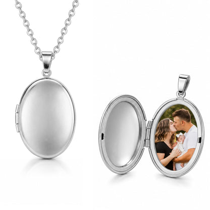 Gemify® Photo Necklace Oval Silver / 1 photo Custom Memory  Photo & Engraving Necklace