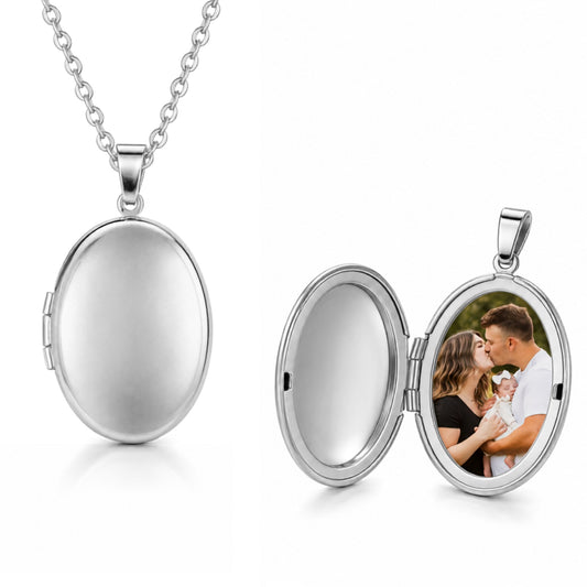 Gemify® Photo Necklace Oval Silver / 1 photo Custom Memory  Photo & Engraving Necklace