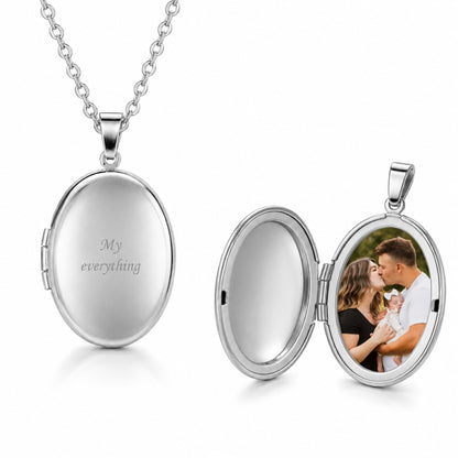 Gemify® Photo Necklace Oval Silver / 1 photo + Engraving Custom Memory  Photo & Engraving Necklace