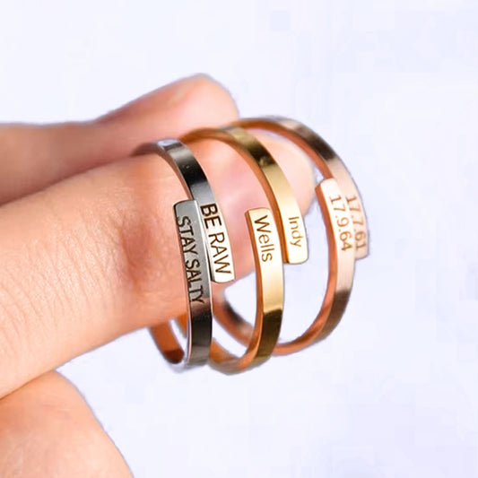 Gemify™ Ring Double name thin Elegant Custom Engraved Ring