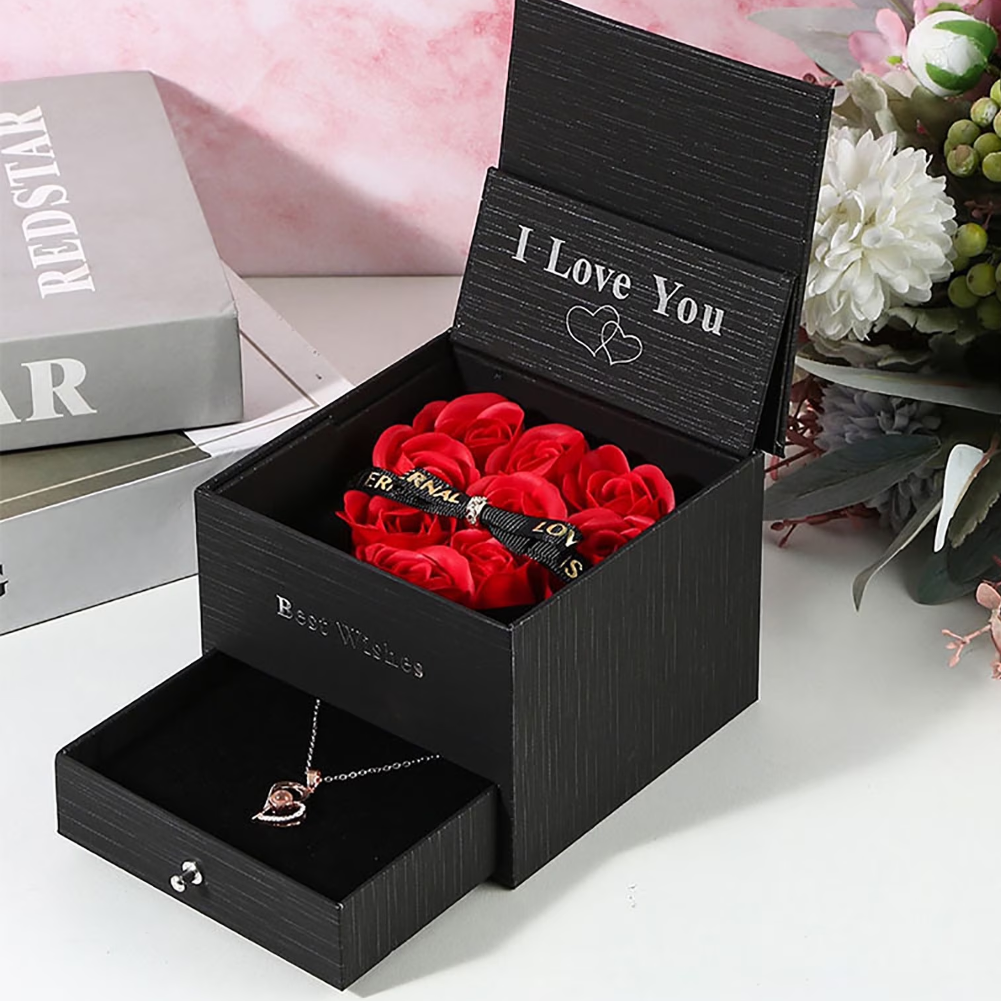 Gemify® Rose cover flap box Eternal Rose Jewelry Packaging Gift Box