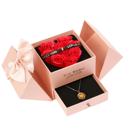 Gemify® Rose cover flap box Pink / Double door style Eternal Rose Jewelry Packaging Gift Box