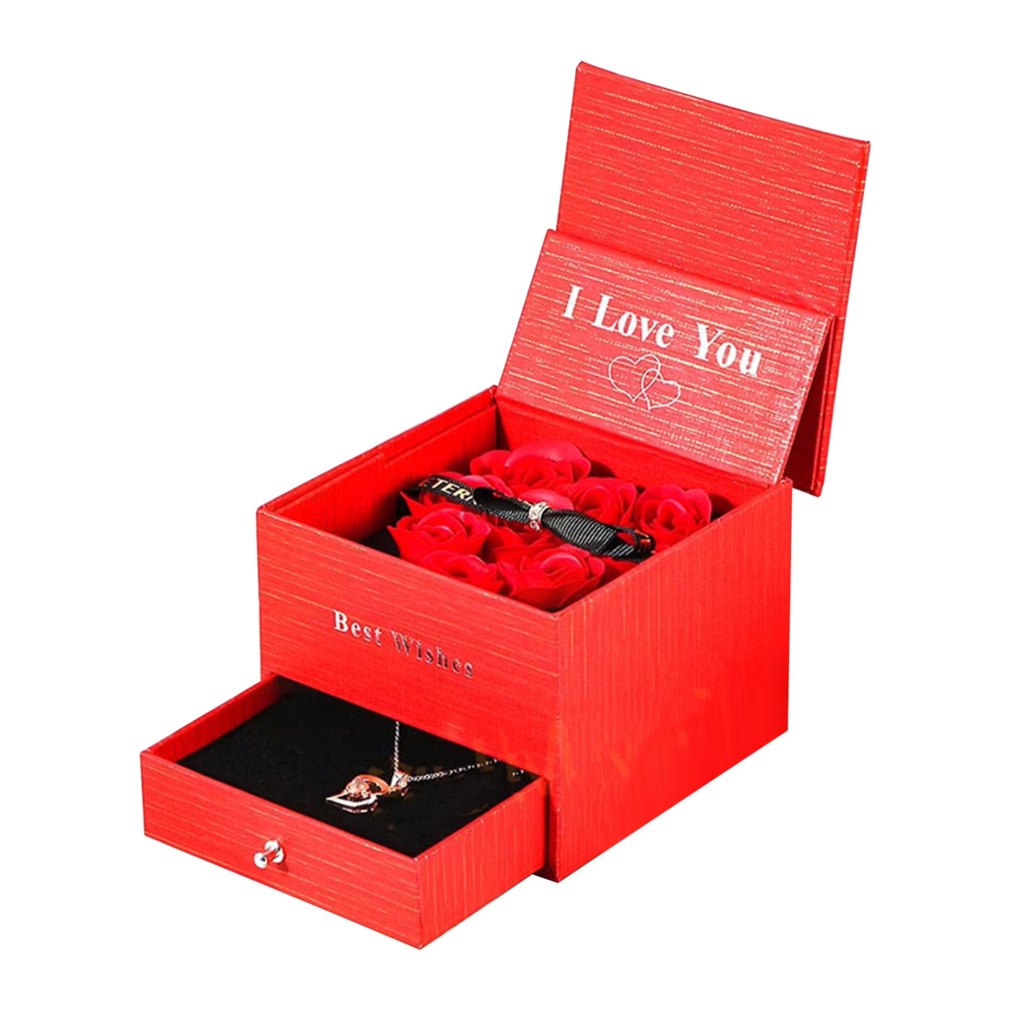 Gemify® Rose cover flap box Red / Cover Style Eternal Rose Jewelry Packaging Gift Box