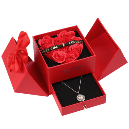 Gemify® Rose cover flap box Red / Double door style Eternal Rose Jewelry Packaging Gift Box